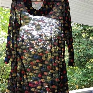 Max & Rina Sheer Tunic Collar Size L Women’s